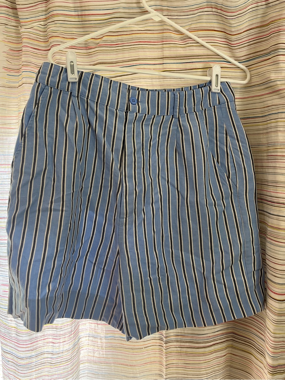 Kule Striped Blue High-Waist Shorts